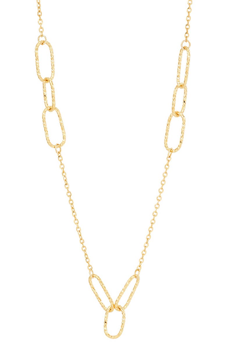Frankie & Zoe Paper Clip Station Chain Necklace, Main, color, Yellow Gold