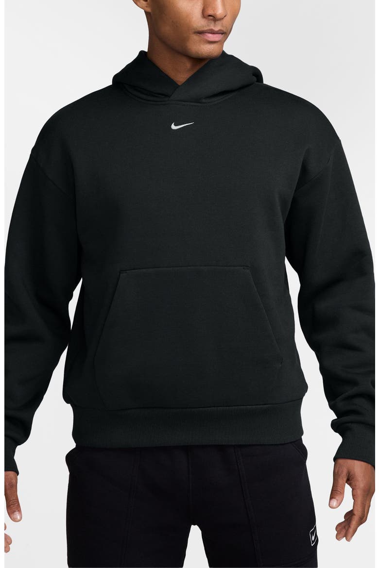 Solo Logo Fleece Hoodie, Main, color, TOTAL BLACK/ SAIL