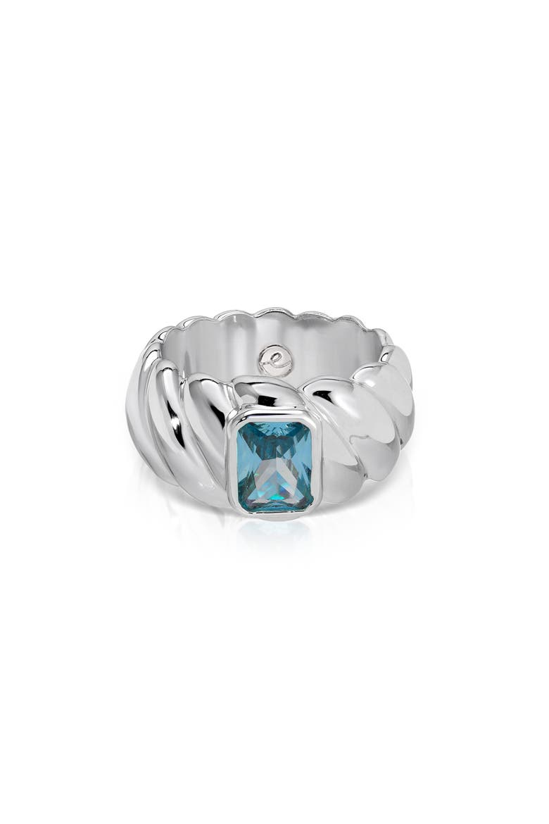 So Twisted Crystal Statement Ring, Main, color, SAPPHIRE AND SILVER