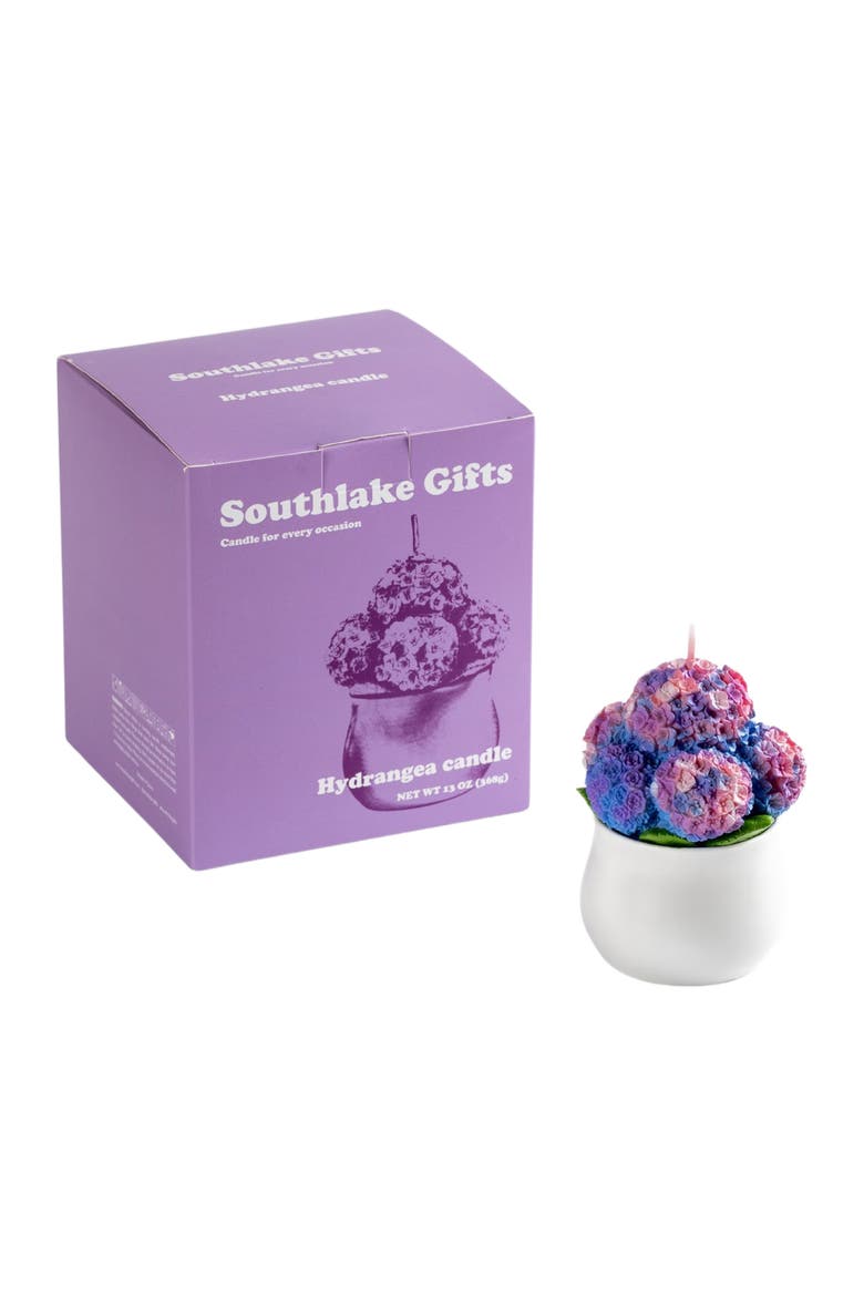 Hydrangea Flower Candle, Alternate, color, Violet