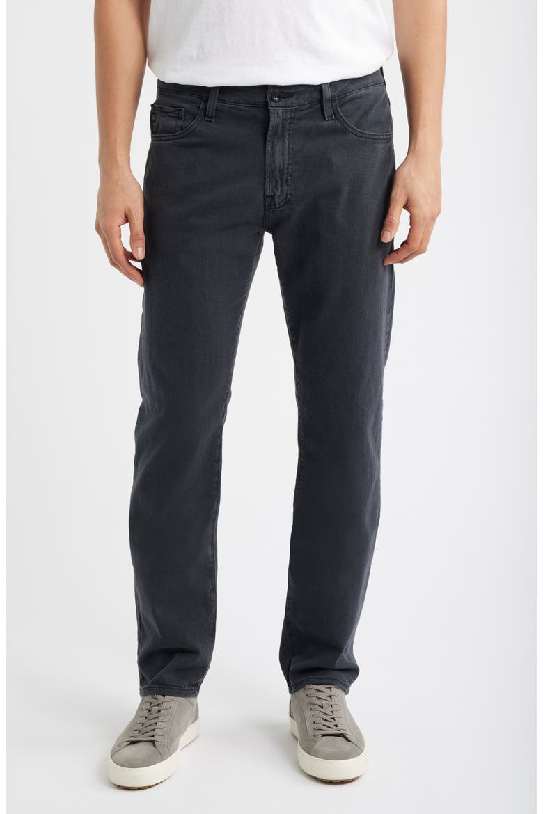 Everett Slim Straight Leg Cotton & Linen Blend Pants, Main, color, SULFUR ANTIQUE BLACK