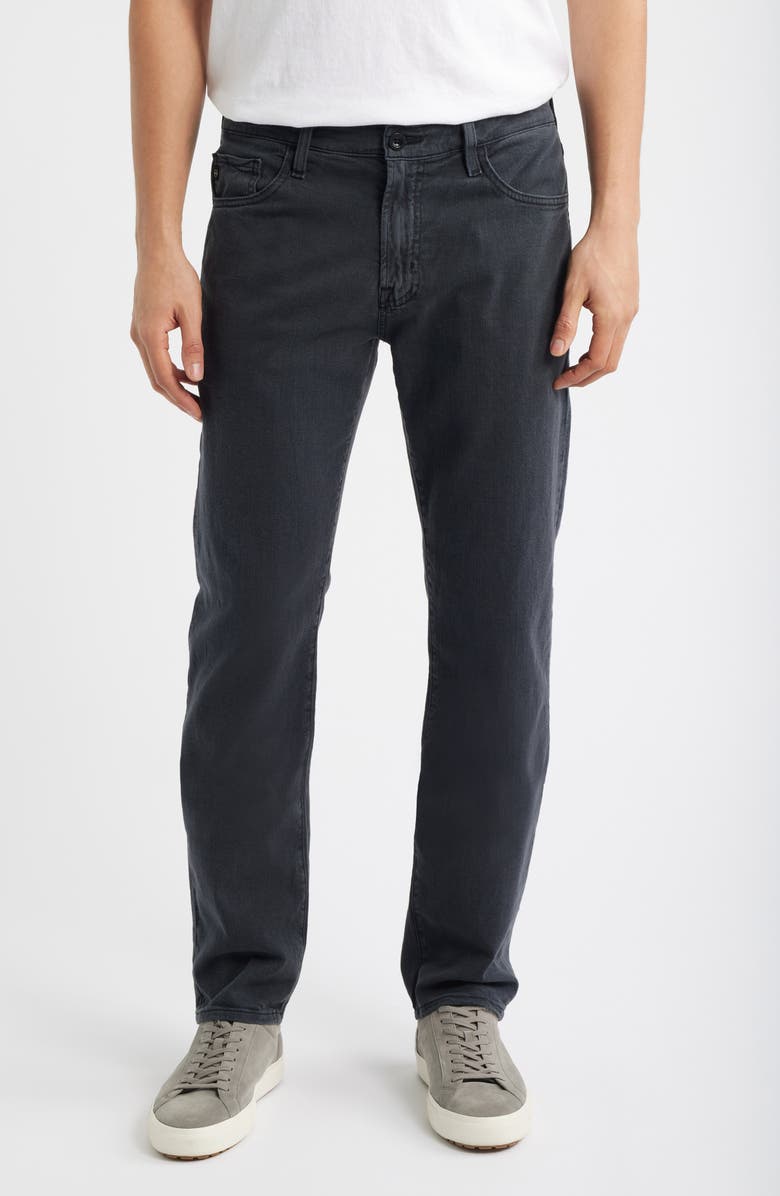AG Everett Slim Straight Leg Cotton & Linen Blend Jeans, Main, color, Sulfur Antique Black
