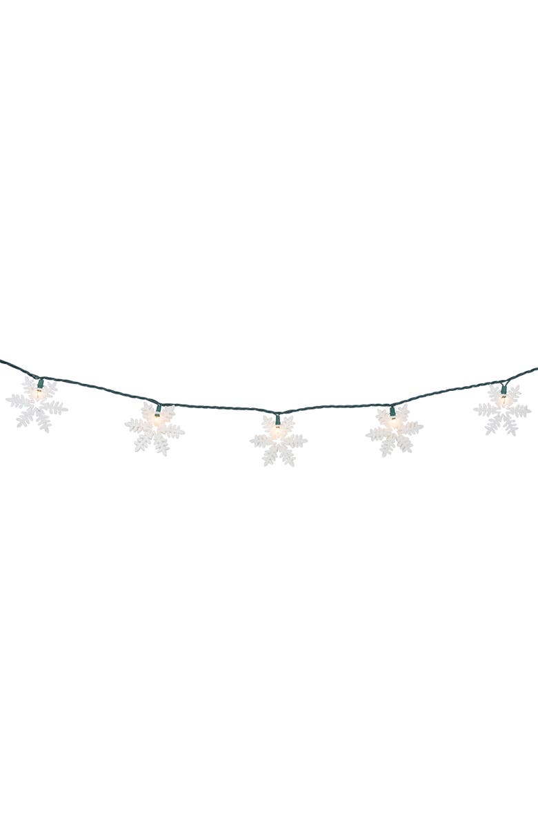 Northlight White Glittered Snowflakes Christmas Lights - Clear - 6' Green Wire - 10ct, Alternate, color, White