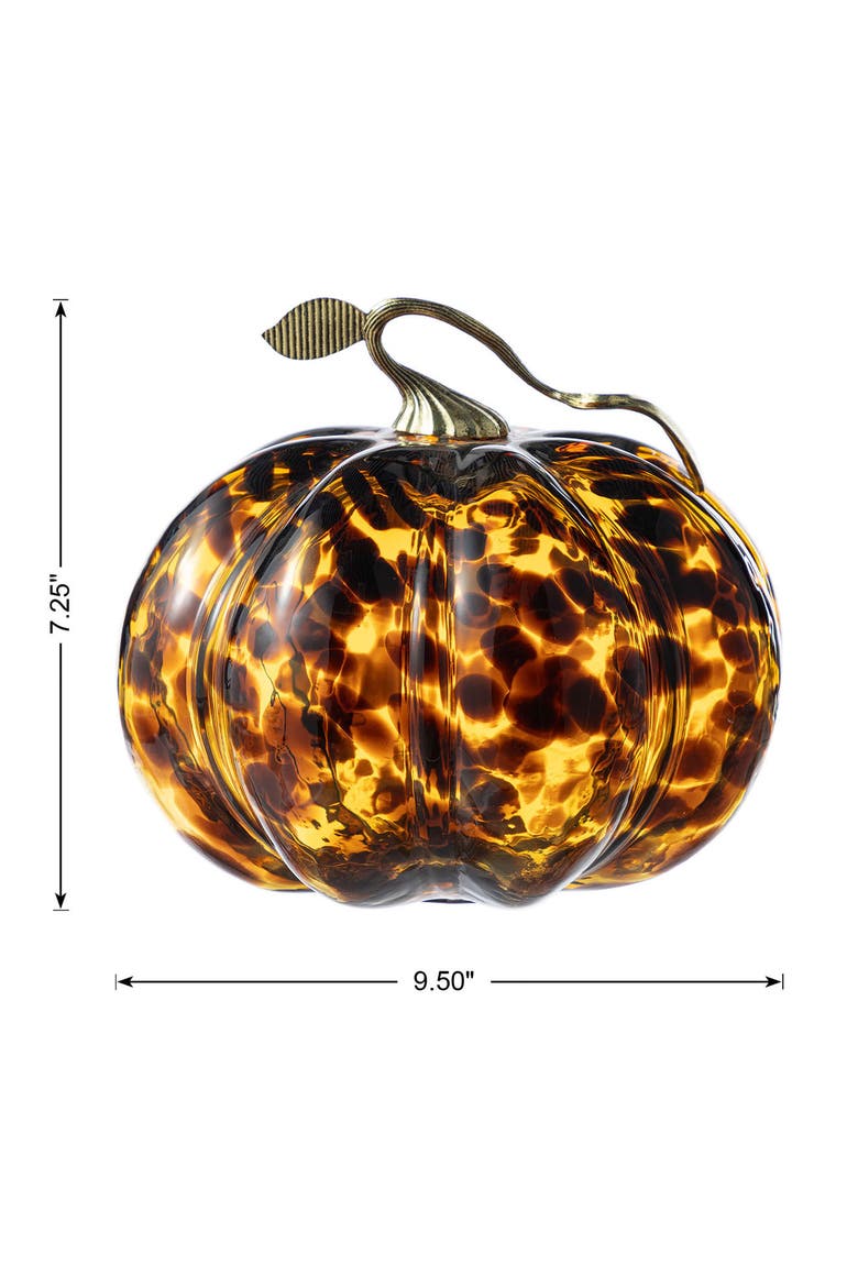 9.5"D Amber Dots Glass Pumpkin, Alternate, color, Black