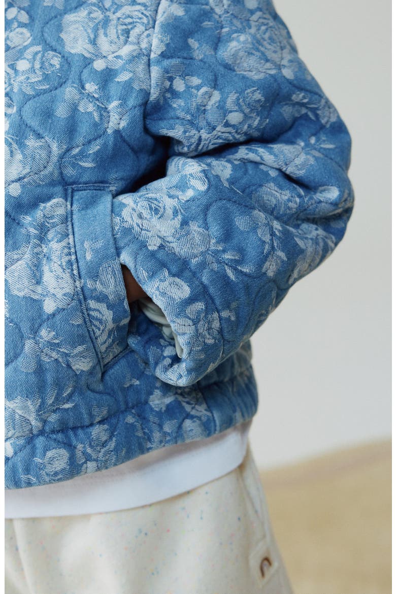 Kids' Floral Quilted Denim Jacket, Alternate, color, BLUE