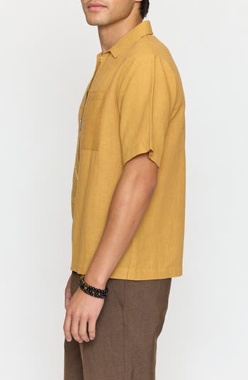 Floral Border Cotton Camp Shirt