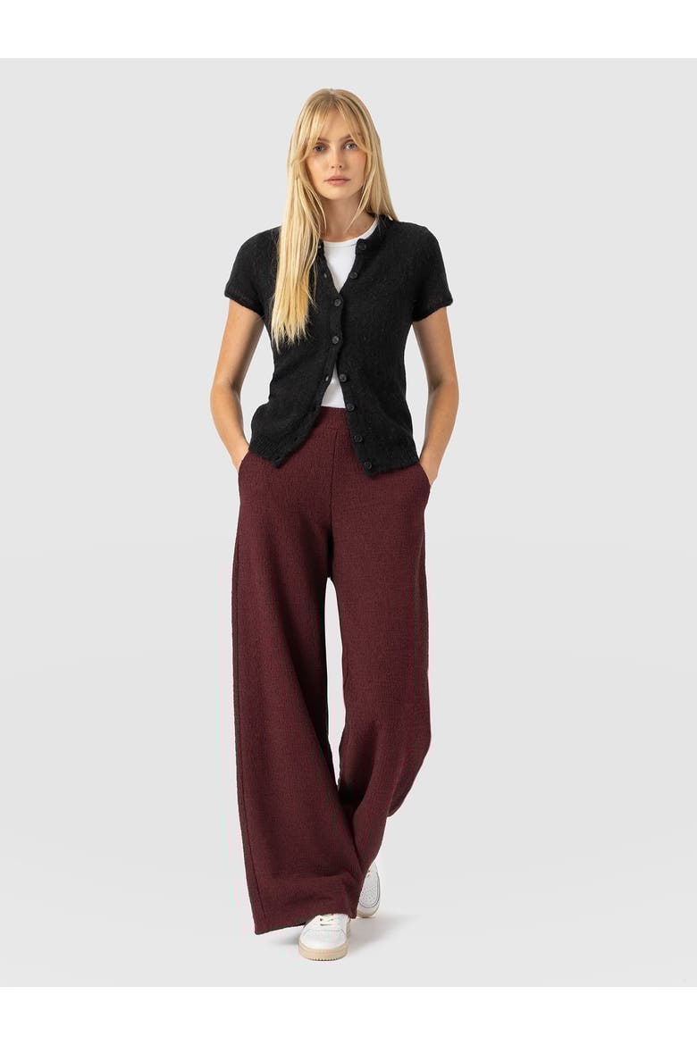 Keller Wide Leg Pant, Alternate, color, Burgundy Boucle