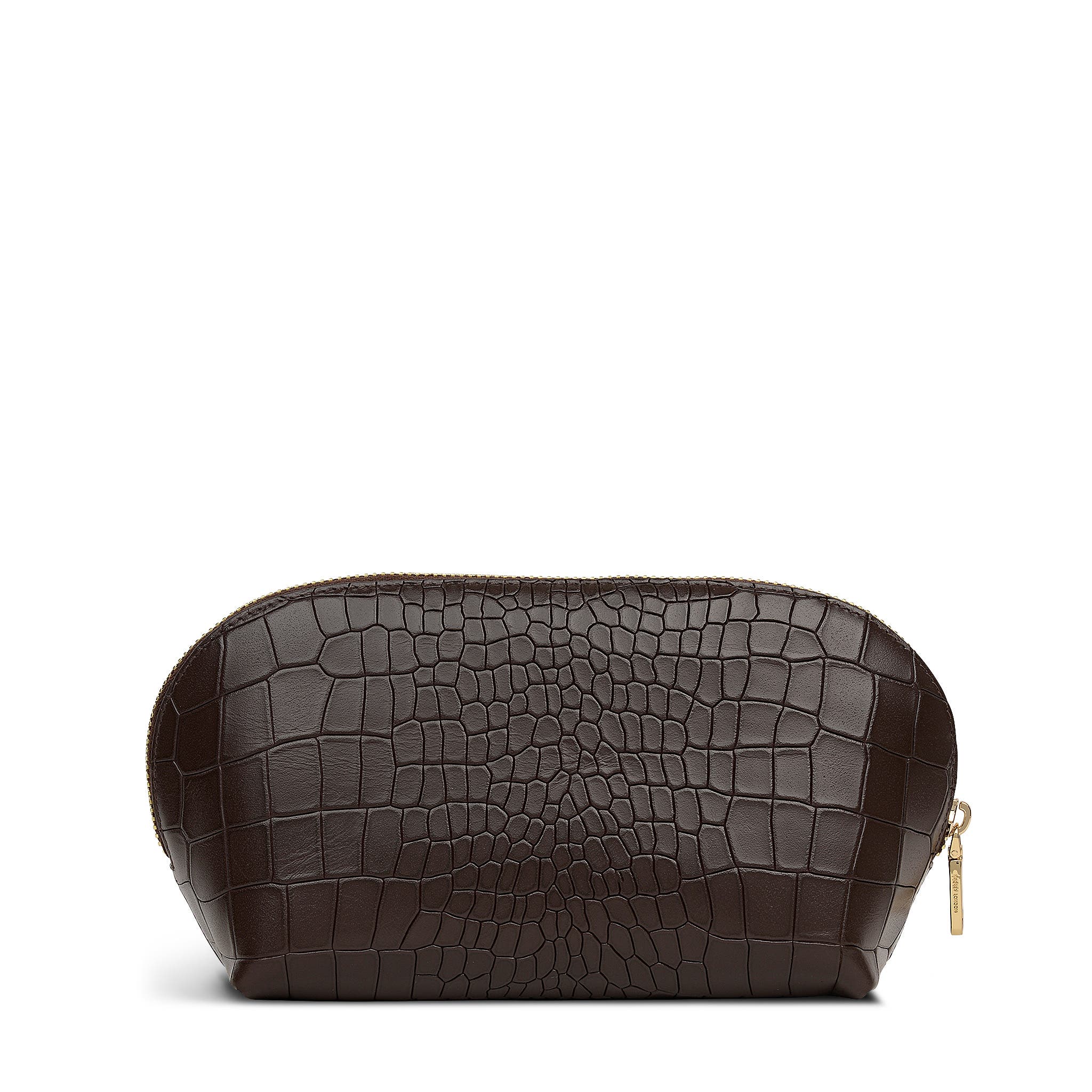Radley Commute Street - Faux Croc Medium  Cosmetic Pouch, Alternate, color, Dark Oak