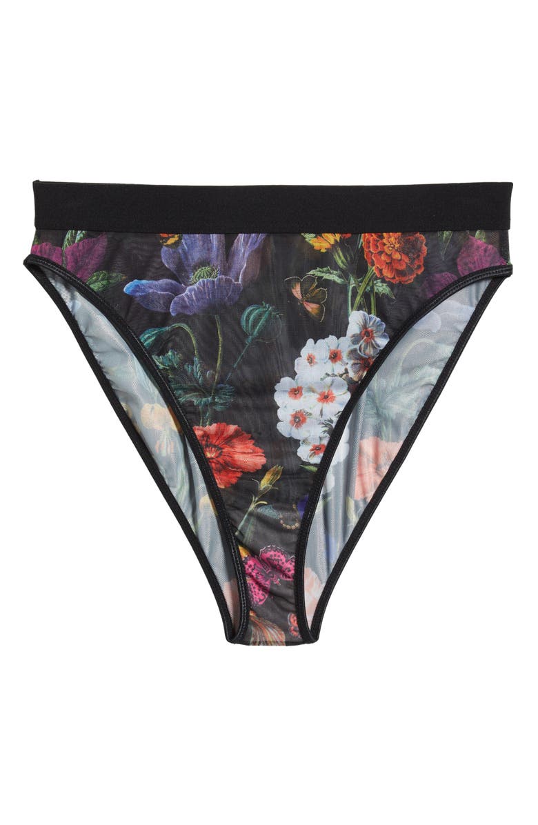KILO BRAVA Floral High Cut Mesh Briefs, Alternate, color, Botanical Garden