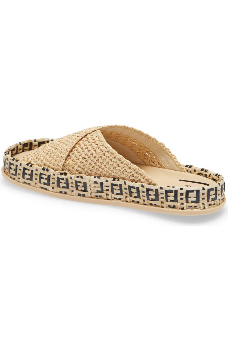 Fendi FF Logo Woven Slide Sandal, Alternate, color,