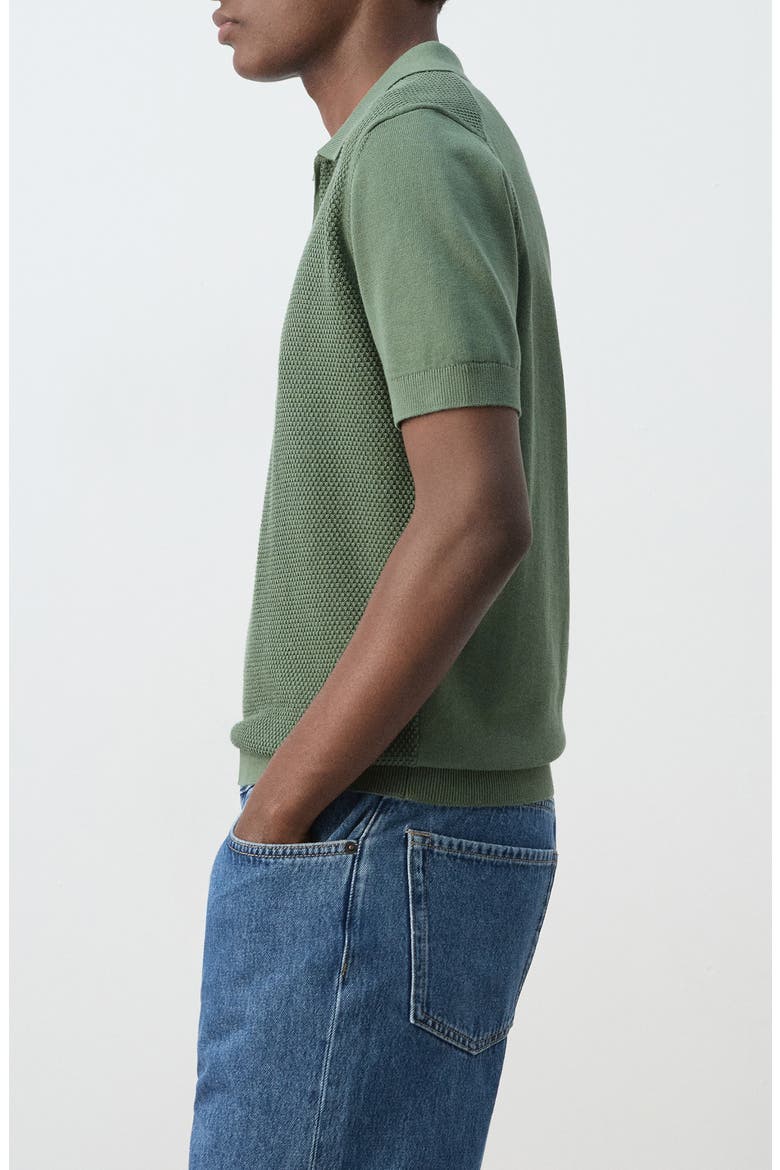 Solid Cotton Waffle Zip Polo Sweater, Alternate, color, GREEN