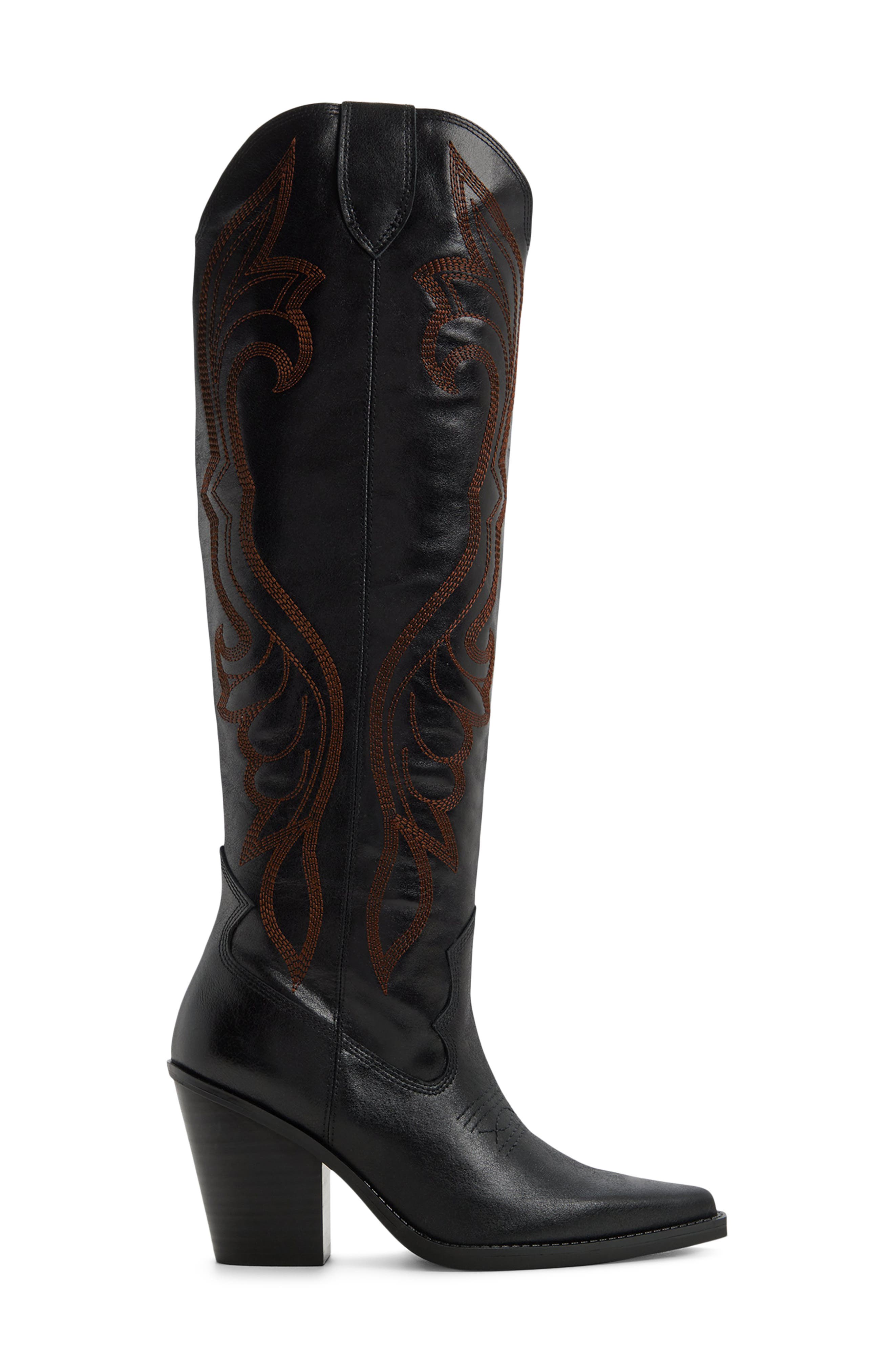 ALDO Revolve Pointed Toe Western Boot, Alternate, color, Black Combo