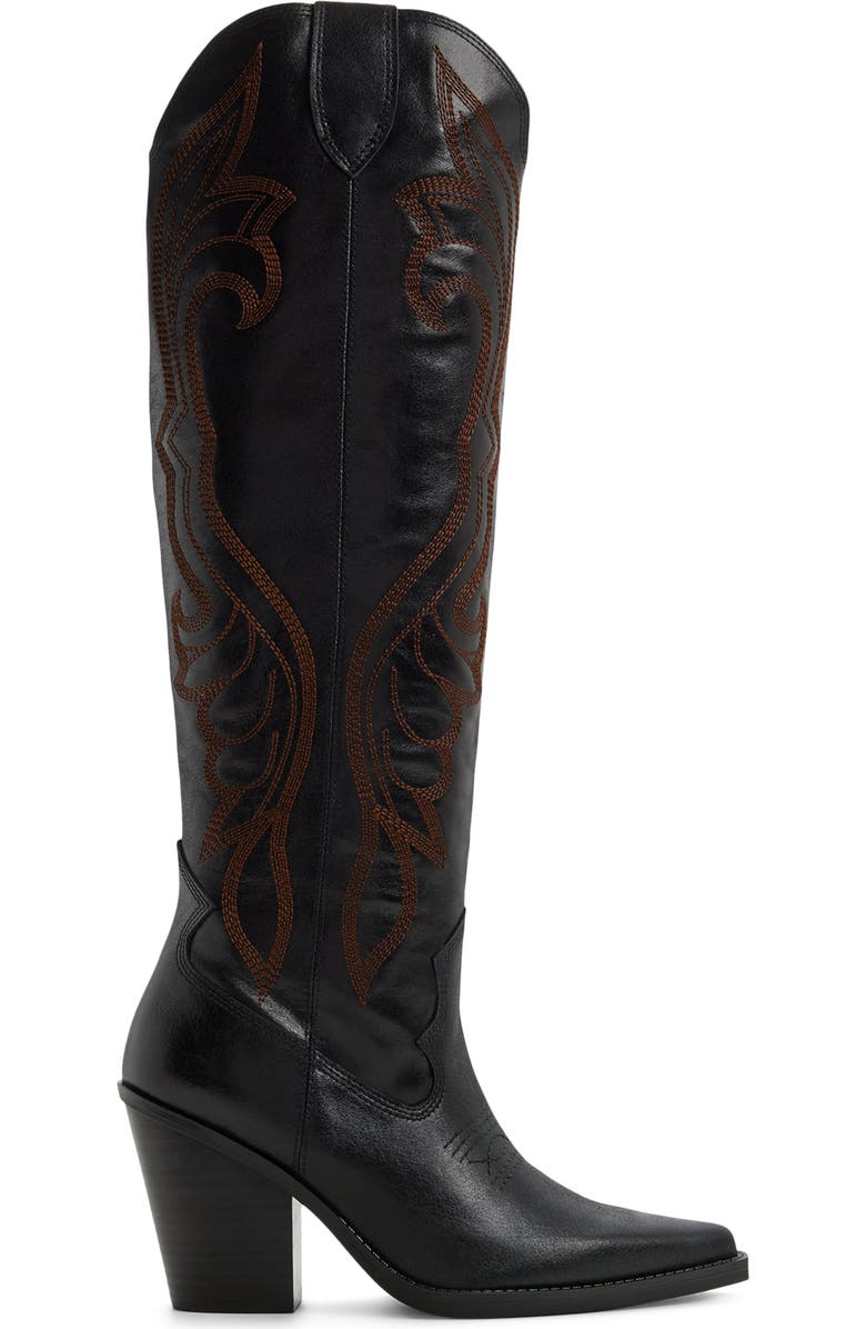 ALDO Revolve Pointed Toe Western Boot, Alternate, color, Black Combo