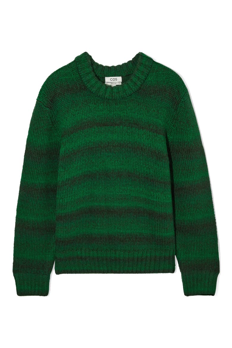 Gradient Stripe Wool Crewneck Sweater, Alternate, color, GREEN GRADIENT STRIPE