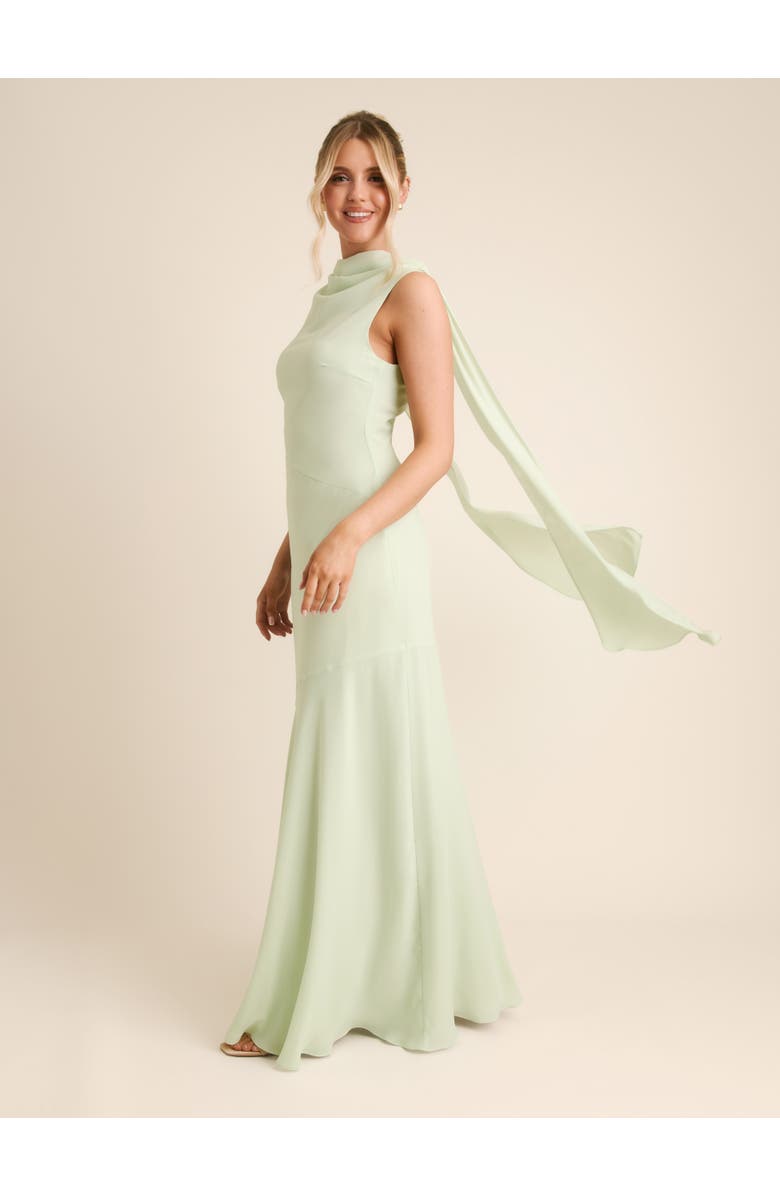 Six Stories High Cowl Drape Chiffon Bridesmaid Dress, Alternate, color, Mint Green