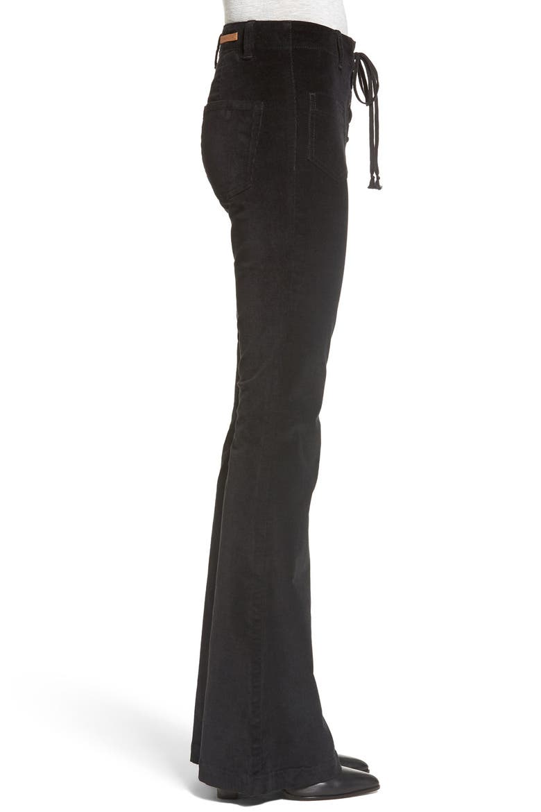Lace-Up Flare Corduroy Pants, Alternate, color, BLACK