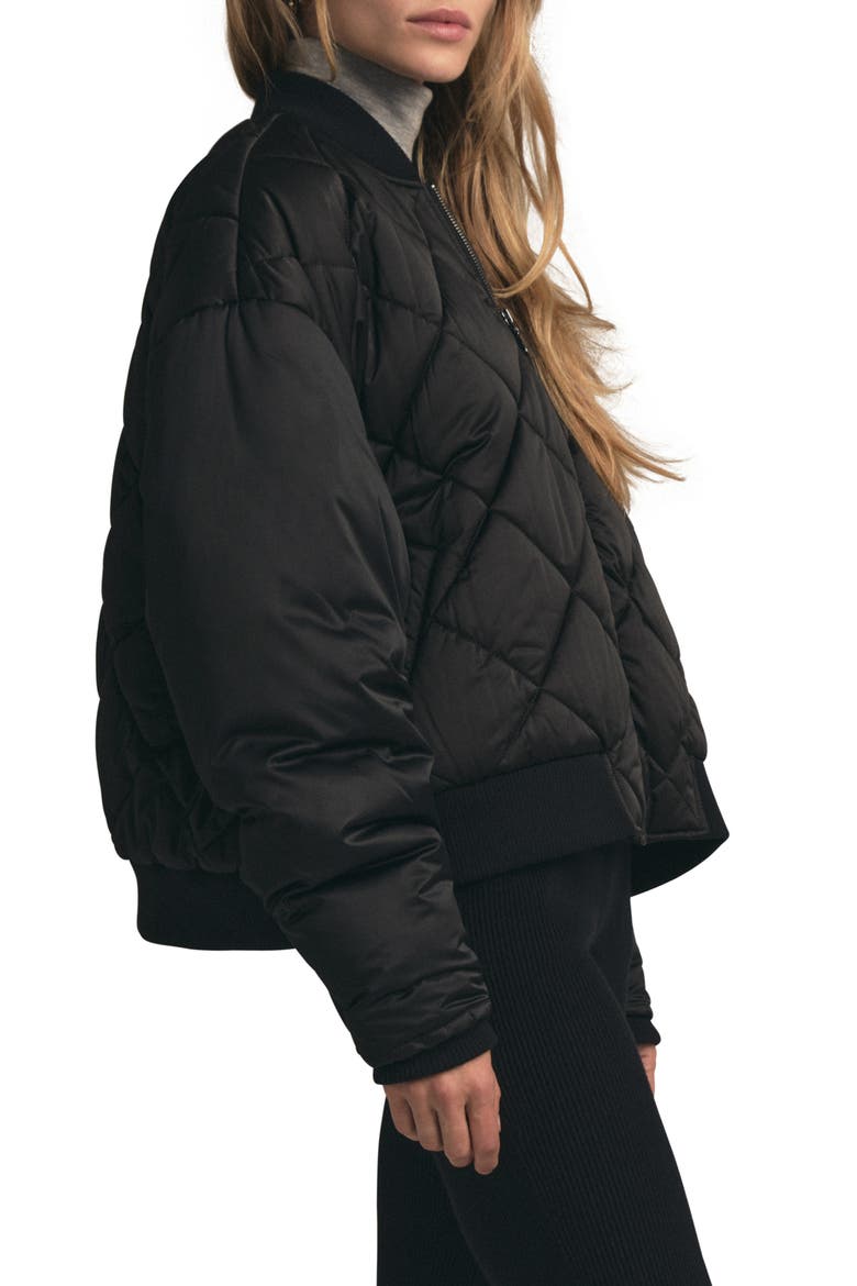 The Favorite Quilted Bomber Jacket, Alternate, color, BLACK/BLACK