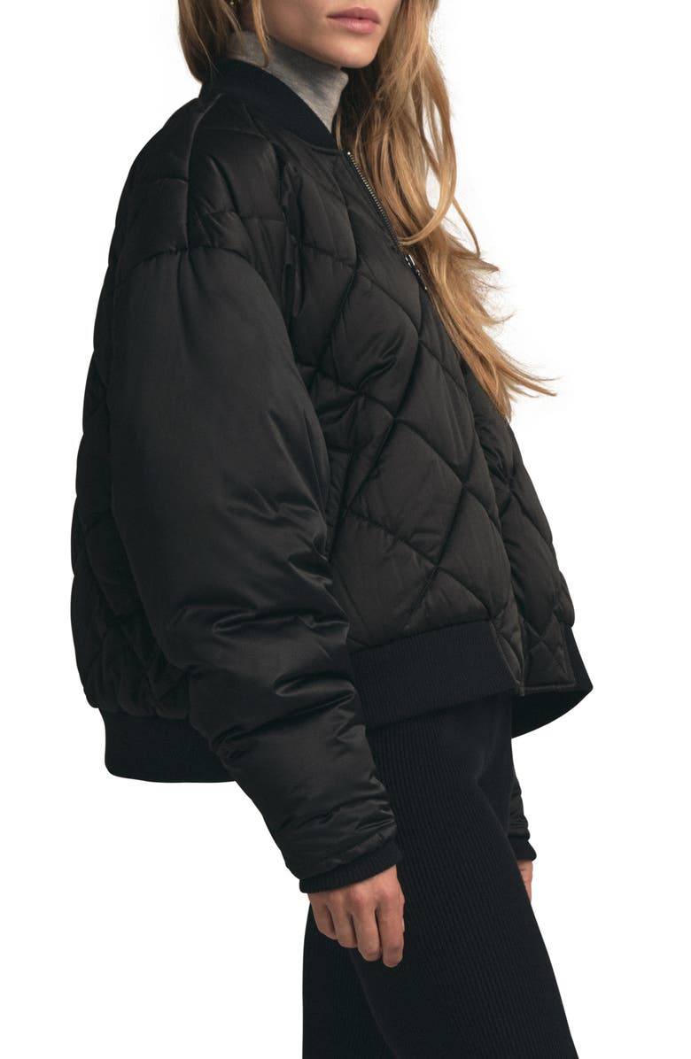 Favorite Daughter The Favorite Quilted Bomber Jacket, Alternate, color, Black/Black
