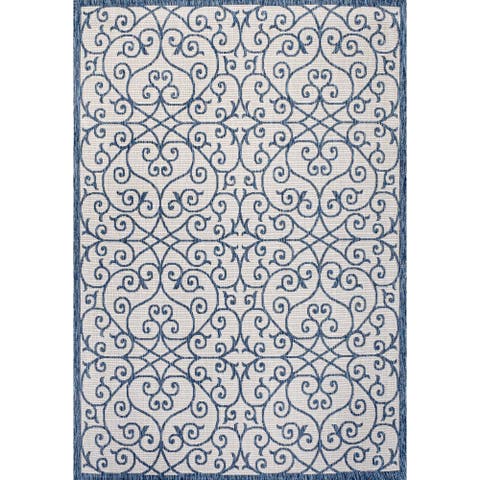 Madrid Vintage Filigree Textured Weave Indoor/Outdoor Area Rug