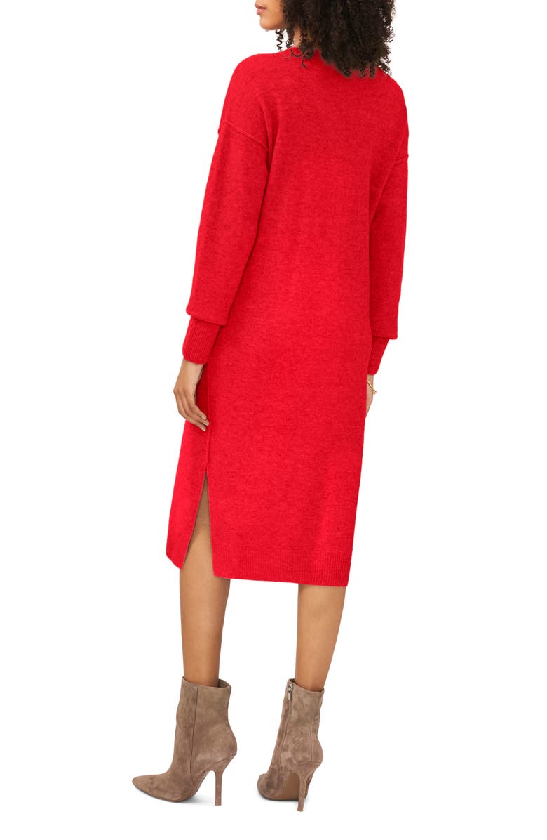 Vince Camuto Exposed Seam Long Sleeve Sweater Dress, Alternate, color, Luminous Red