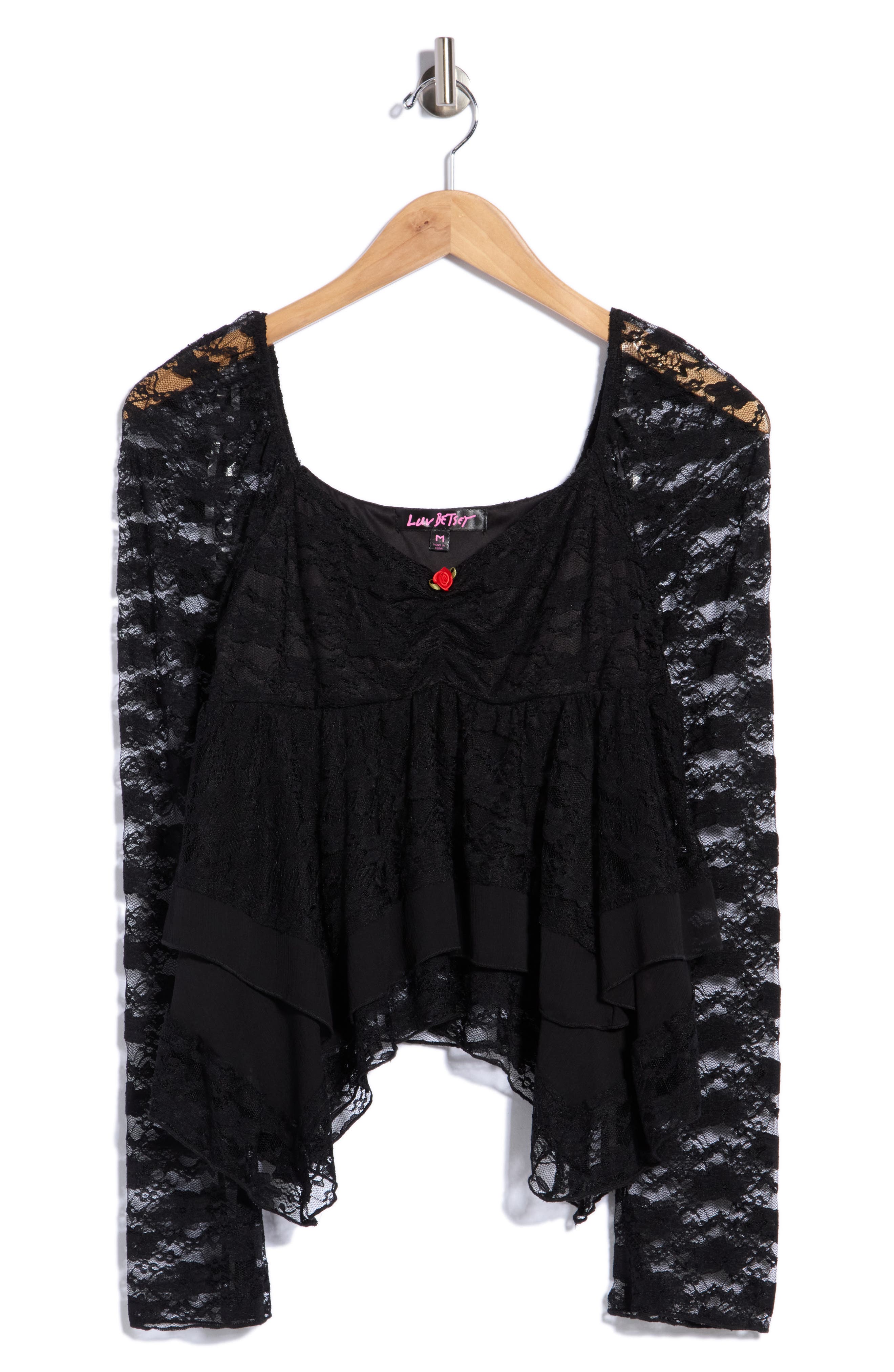 Lace and Woven Trim Sweetheart Neck Top