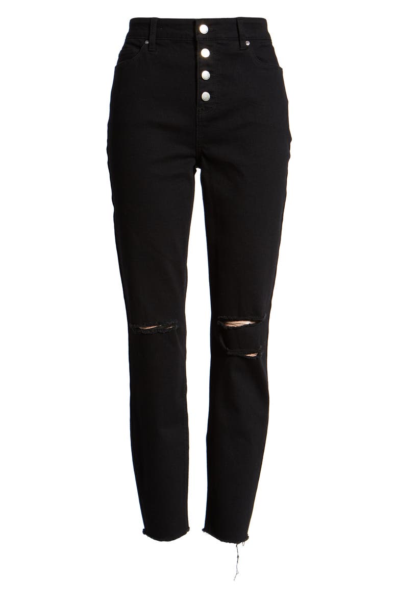 Ripped High Waist Ankle Jeggings, Alternate, color, BLACK RINSE