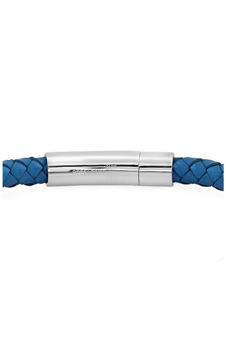 Men's Braided Leather Bracelet, Alternate, color, BLUE