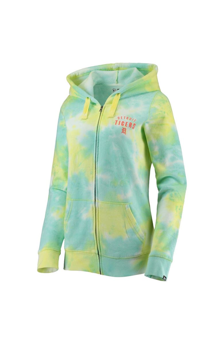 New Era Women's New Era White Detroit Tigers Tie-Dye Full-Zip Hoodie, Alternate, color, 