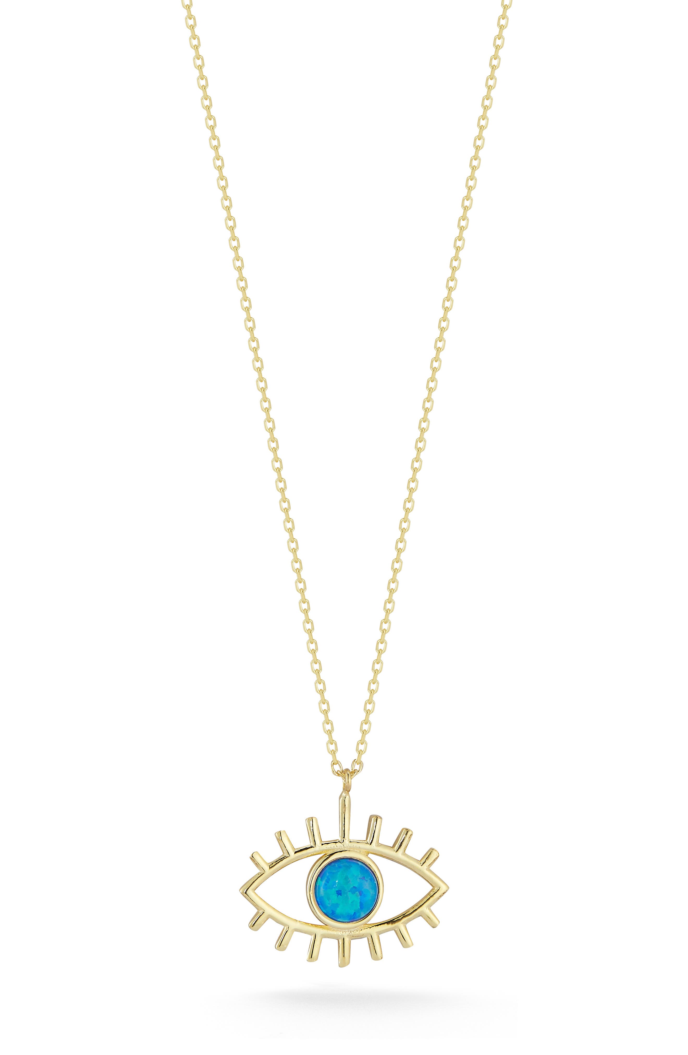 Synthetic Opal Evil Eye Pendant Necklace