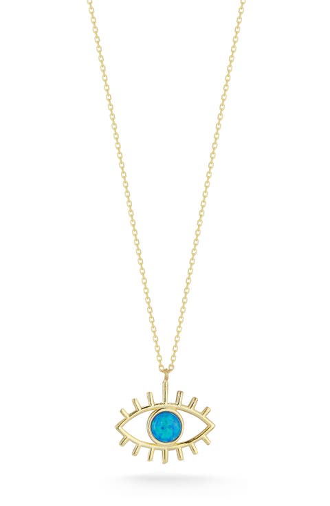 Synthetic Opal Evil Eye Pendant Necklace