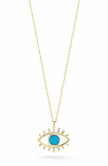 Synthetic Opal Evil Eye Pendant Necklace