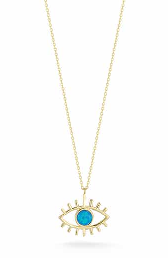 Synthetic Opal Evil Eye Pendant Necklace