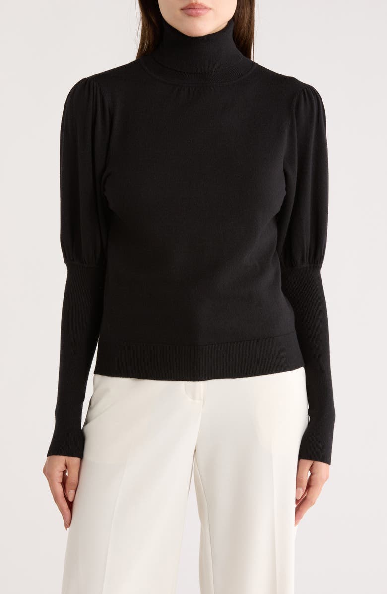 MAX STUDIO Juliet Sleeve Turtleneck Sweater, Main, color, Black-Black