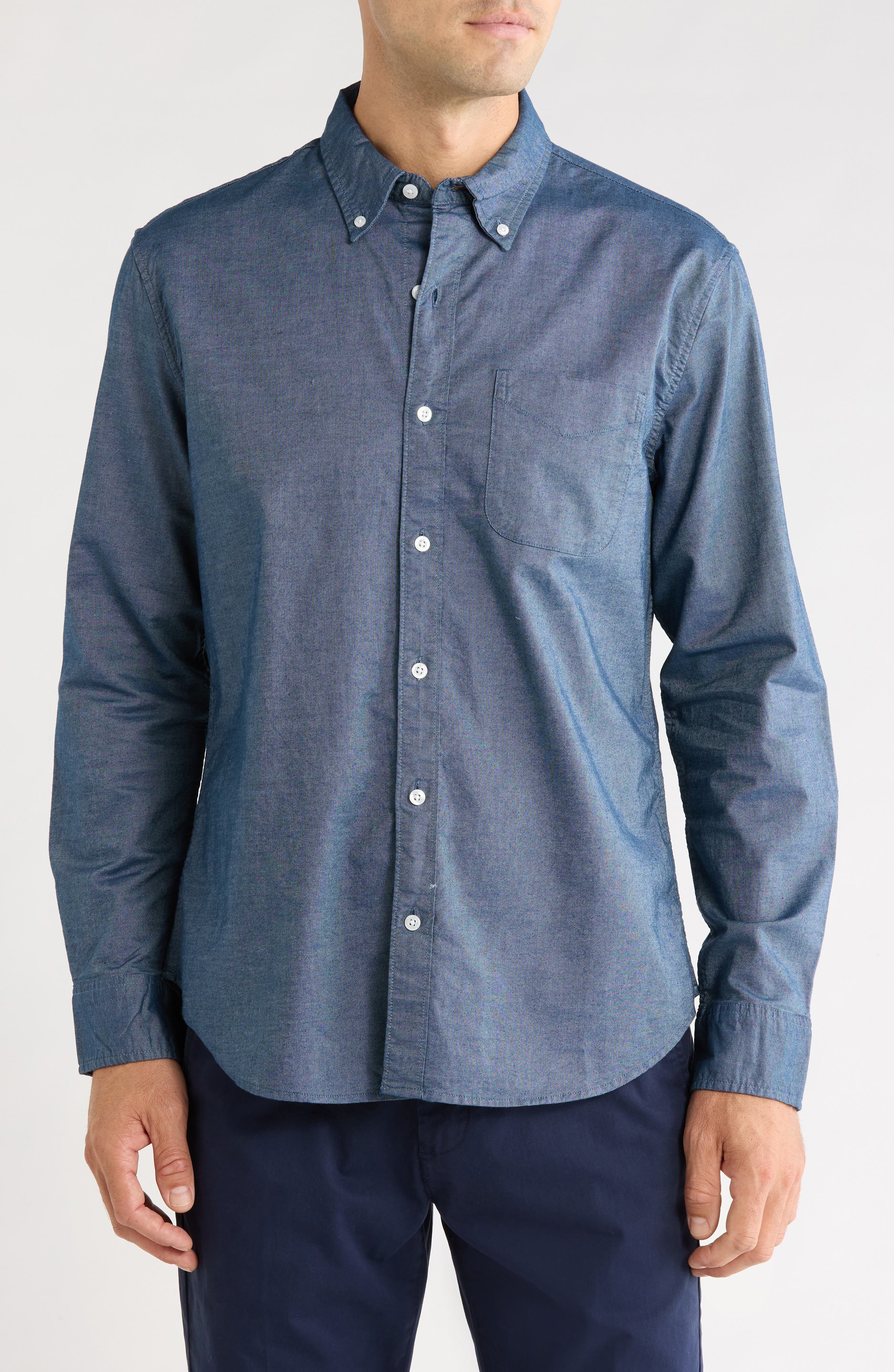 Slim Fit Oxford Stretch Cotton Button-Down Shirt