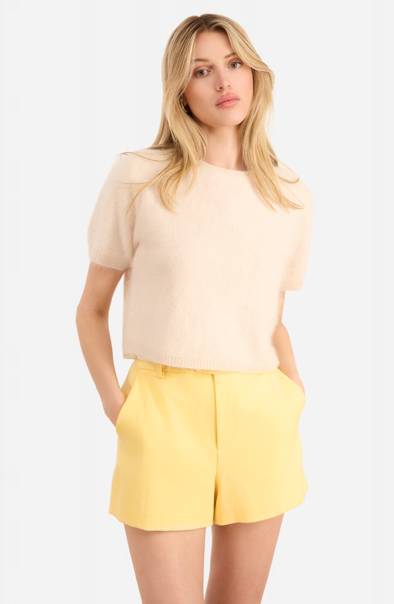 CAMI NYC Eugeny Short Sleeve Cashmere Sweater, Alternate, color, Macadamia