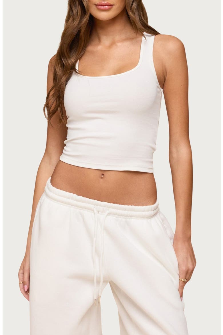 Linda Rib Scoop Neck Tank, Main, color, WHITE