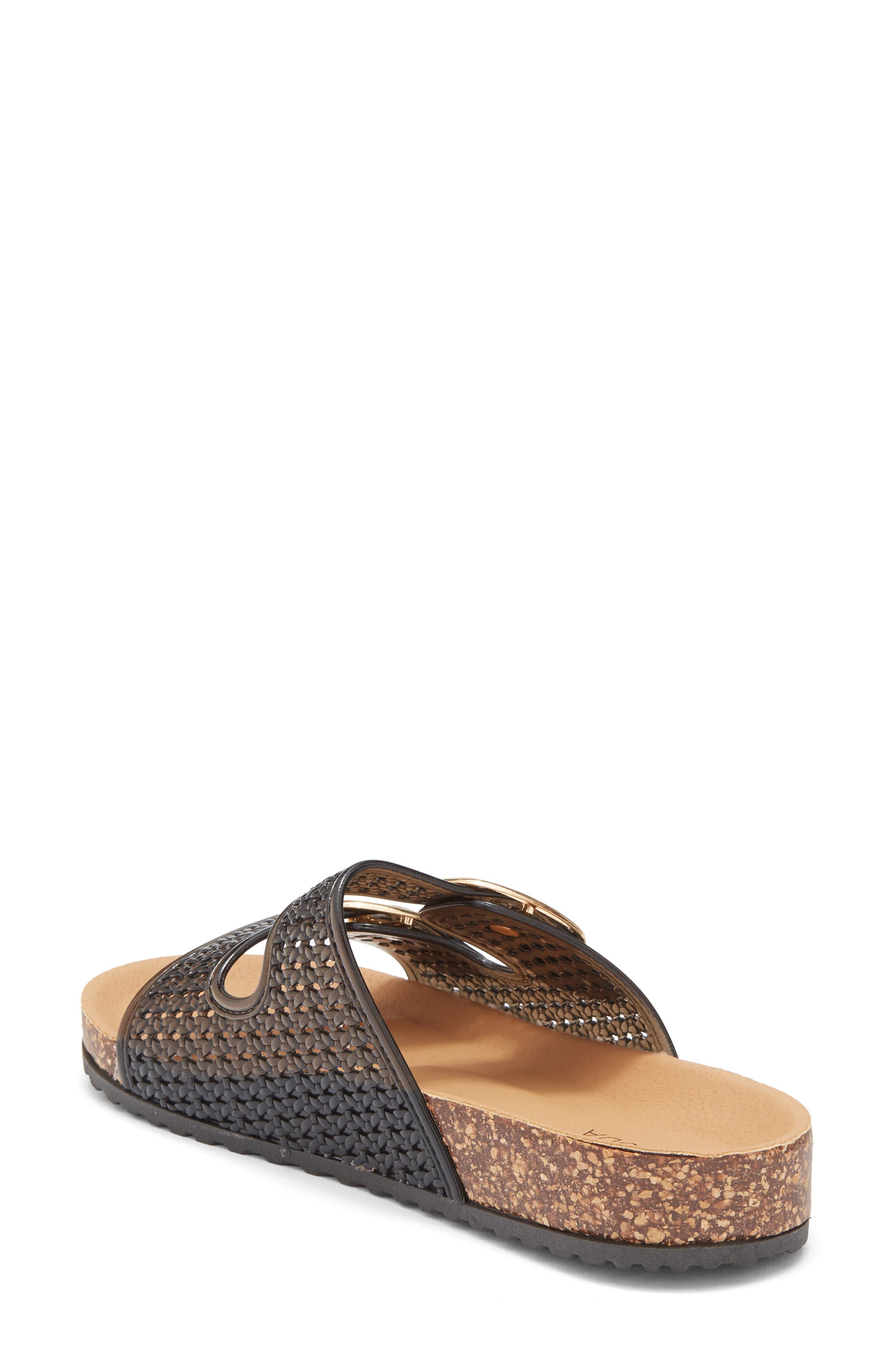 TOP MODA Seattle Clear Double Strap Slide Sandal, Alternate, color, Black Pvc