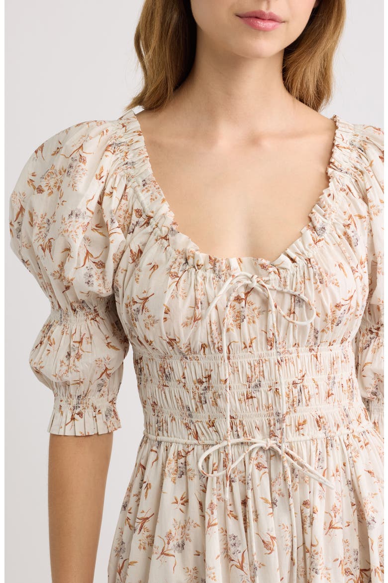 Ischia Floral Organic Cotton Midi Dress, Alternate, color, CREME WINDSWEPT MEADOW