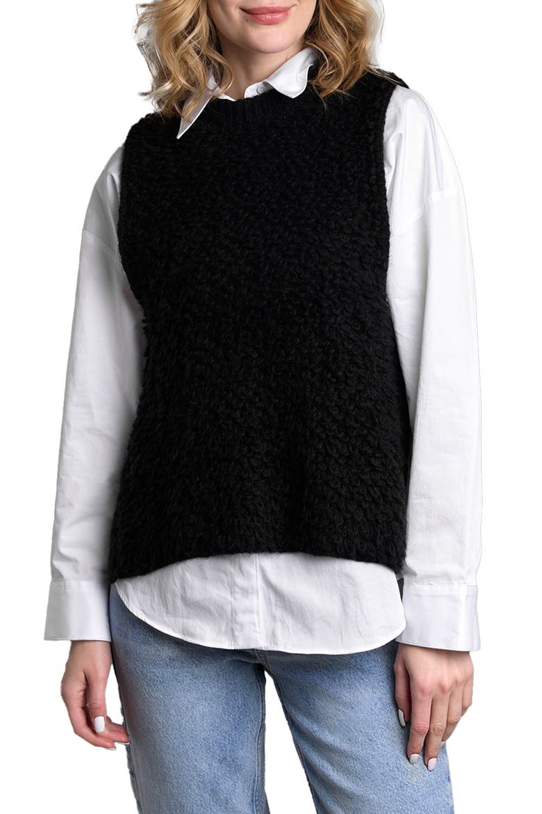 Buttoned Sweater Vest, Main, color, BLACK