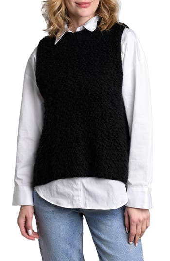 Saachi Buttoned Sweater Vest In Black