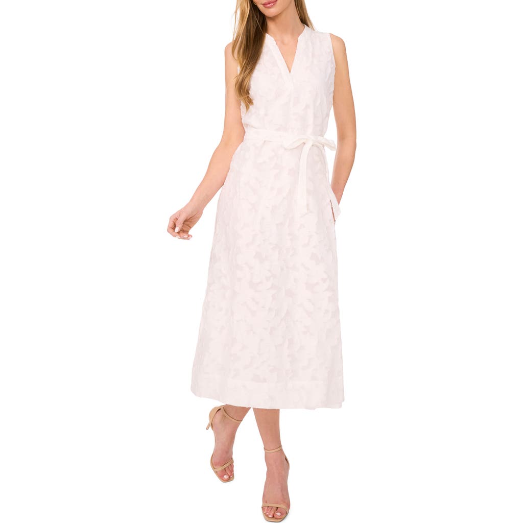 Halogenr Halogen(r) Floral Burnout Tie Waist Maxi Dress In New Ivory