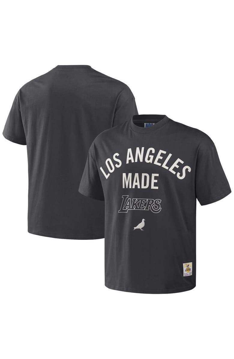STAPLE Men's NBA x Staple Anthracite Los Angeles Lakers Heavyweight Oversized T-Shirt, Main, color, 