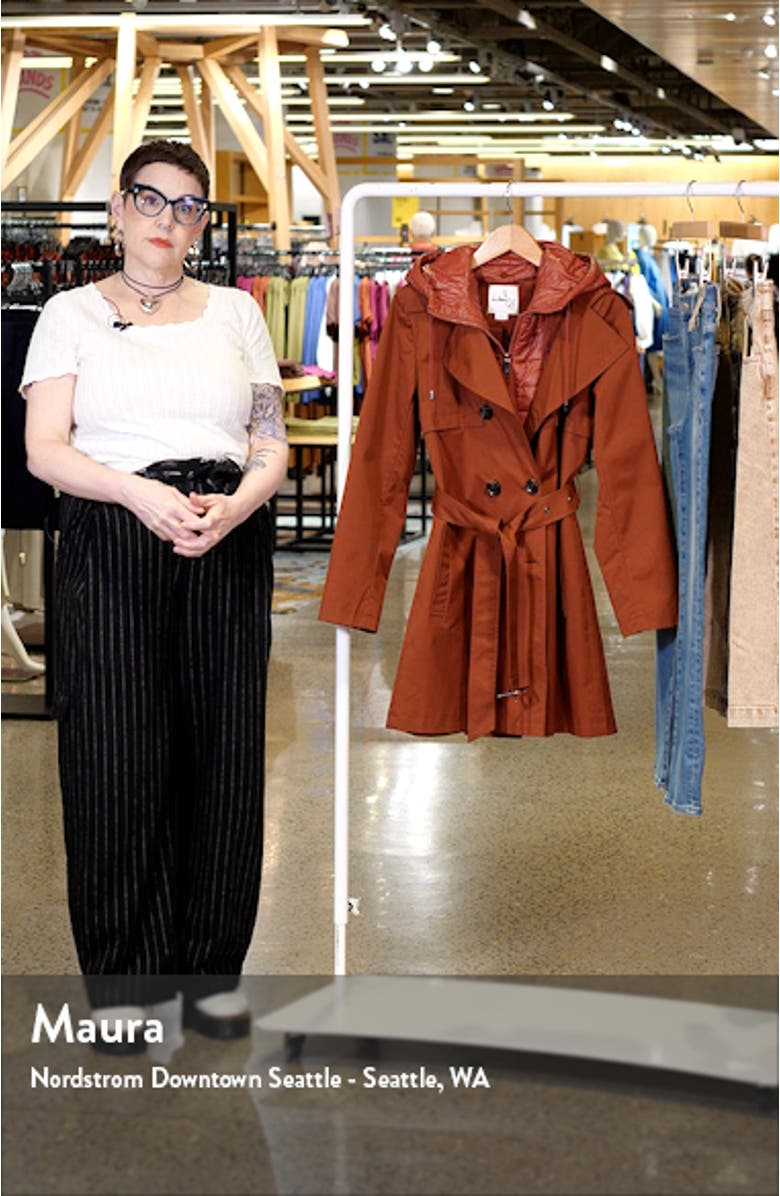 Double Breasted Trench Coat with Removable Hooded Bib, sales video thumbnail
