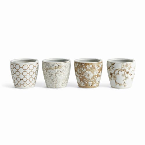 Napa Home & Garden Brown & White Chinoiserie Planters Province Pots, Set Of 4