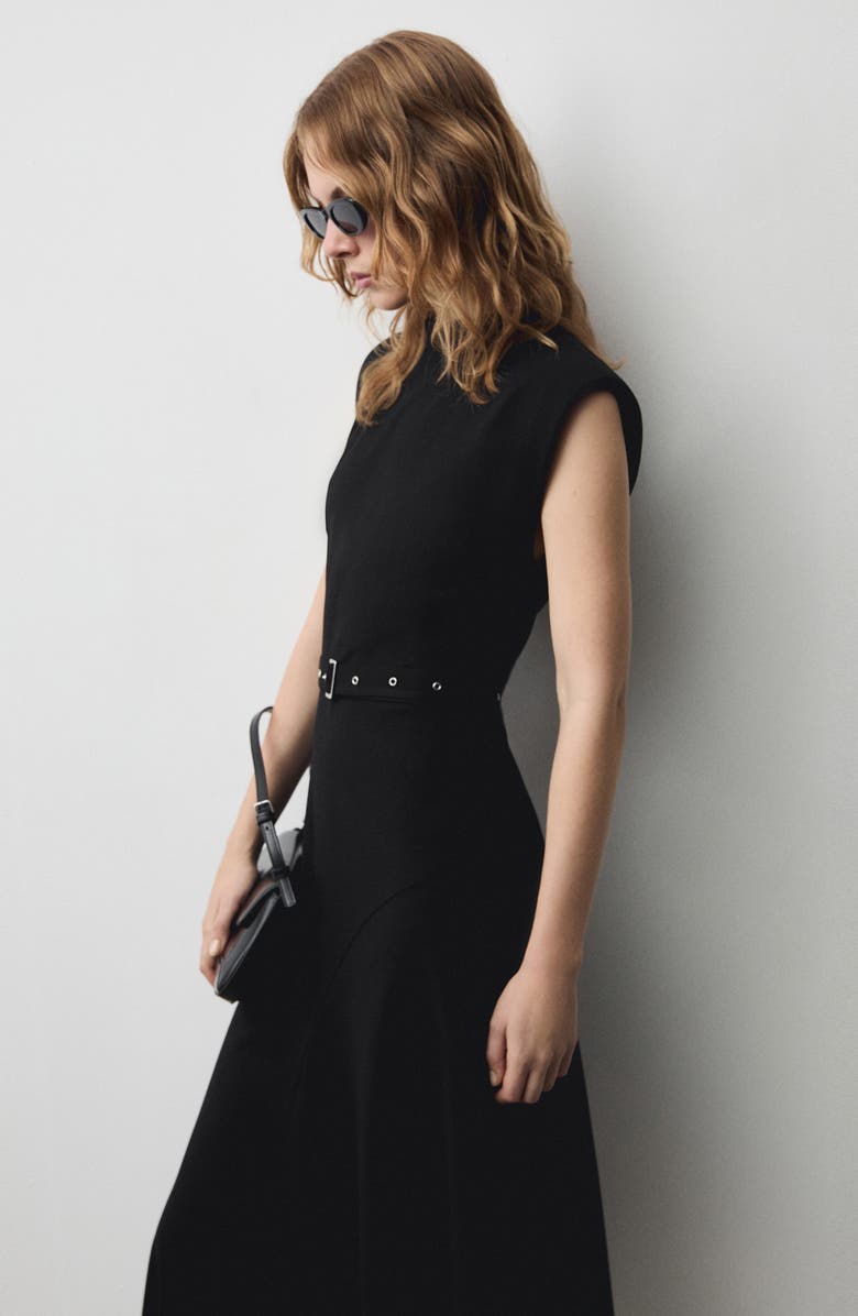 MANGO Belted Asymmetric Sheath Dress, Alternate, color, 