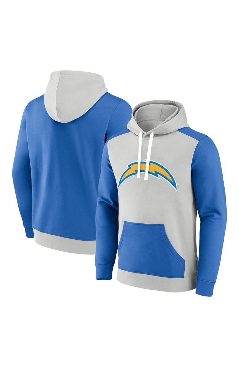 FANATICS Men's Fanatics Branded Silver/Powder Blue Los Angeles Chargers Big & Tall Team Fleece Pullover Hoodie, Alternate, color, Silver
