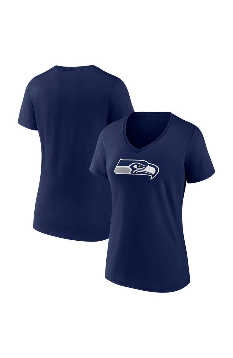 FANATICS Women's Fanatics College Navy Seattle Seahawks Icon Primary Logo V-Neck T-Shirt, Alternate, color, College Navy