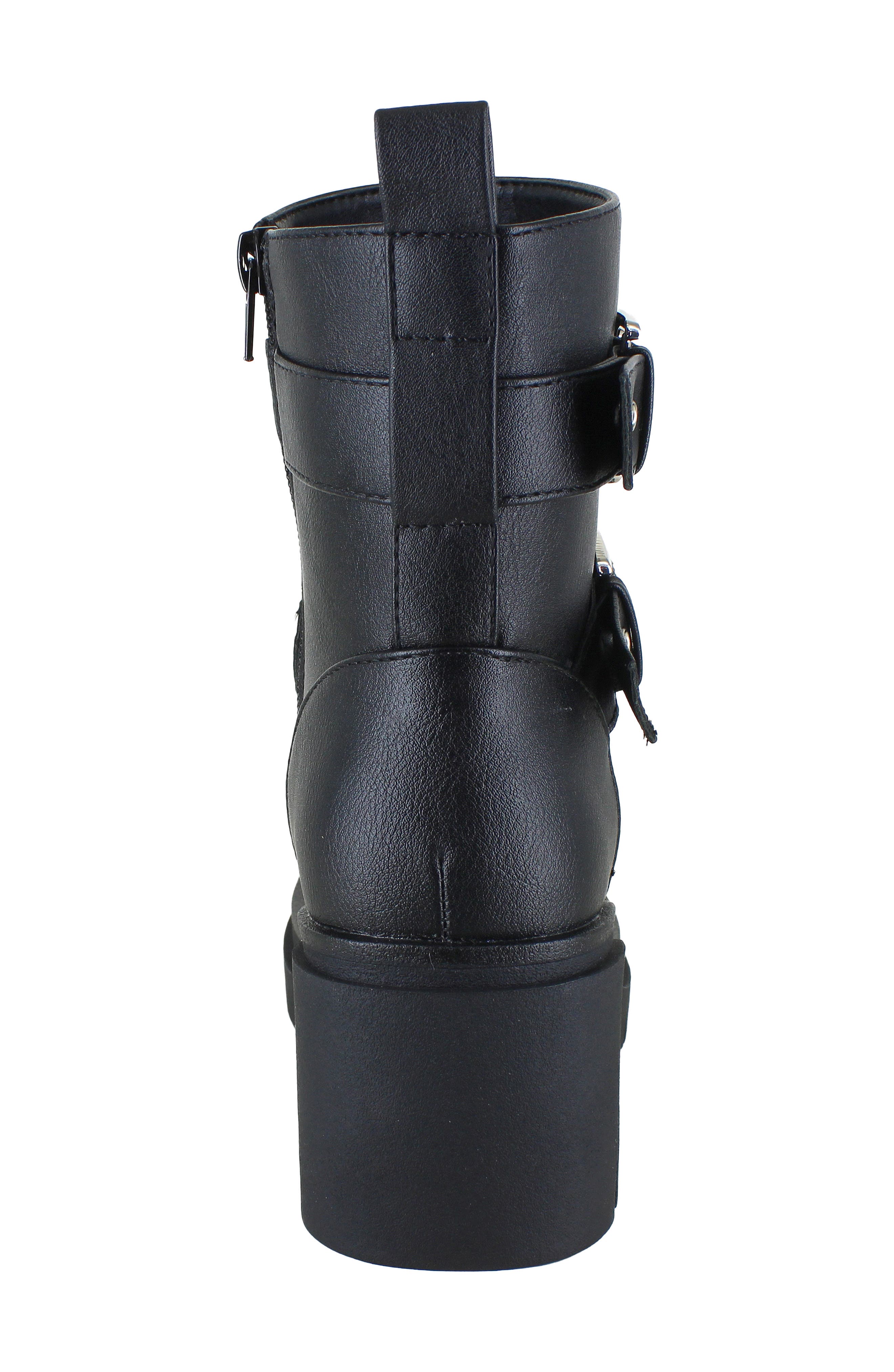 Stacy Faux Leather Combat Boot, Alternate, color, BLACK