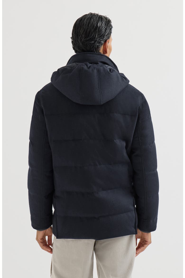 Bonded wool flannel down parka with detachable hood, Alternate, color, Blue