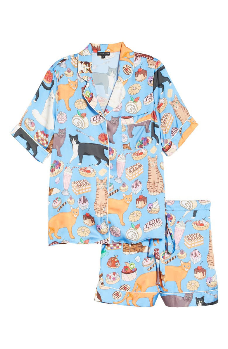 Karen Mabon Cat Cafe Short Pajamas, Alternate, color,